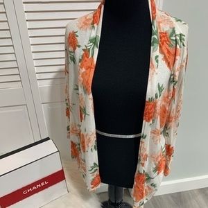 Orange and white Floral Cardigan